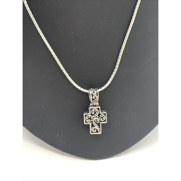 Reversible Cross Pendant‎ Necklace 925 Silver Black Onyx Rope Chain - Picture 3 of 8